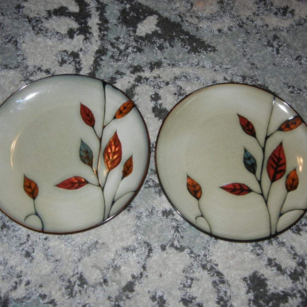 COPY - Pier 1 Imports "Leaves" Stoneware 10.5" Dinner Plate  Retired HTF set of…